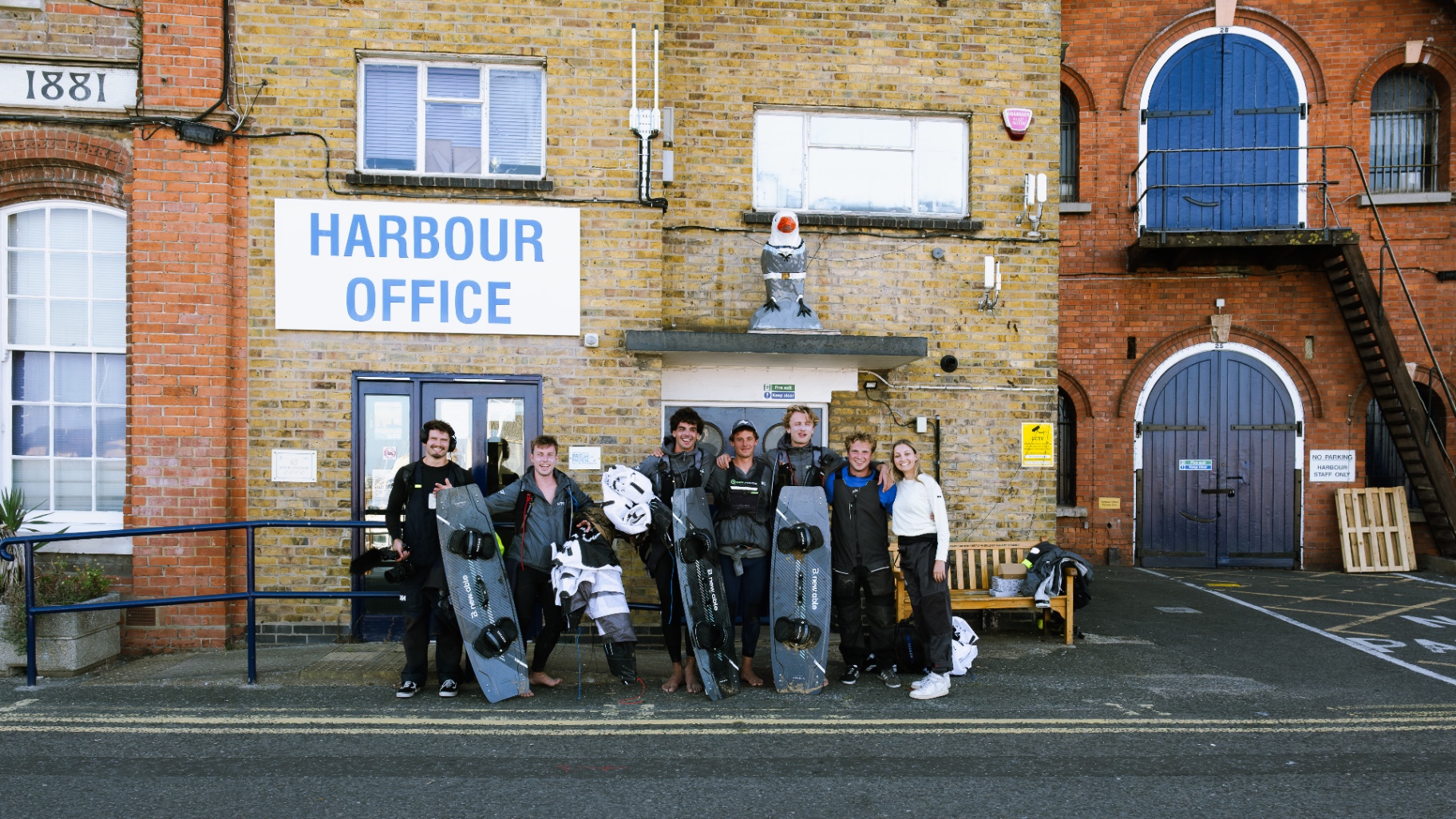 Full crossing team gathered outside Ramsgate harbour office